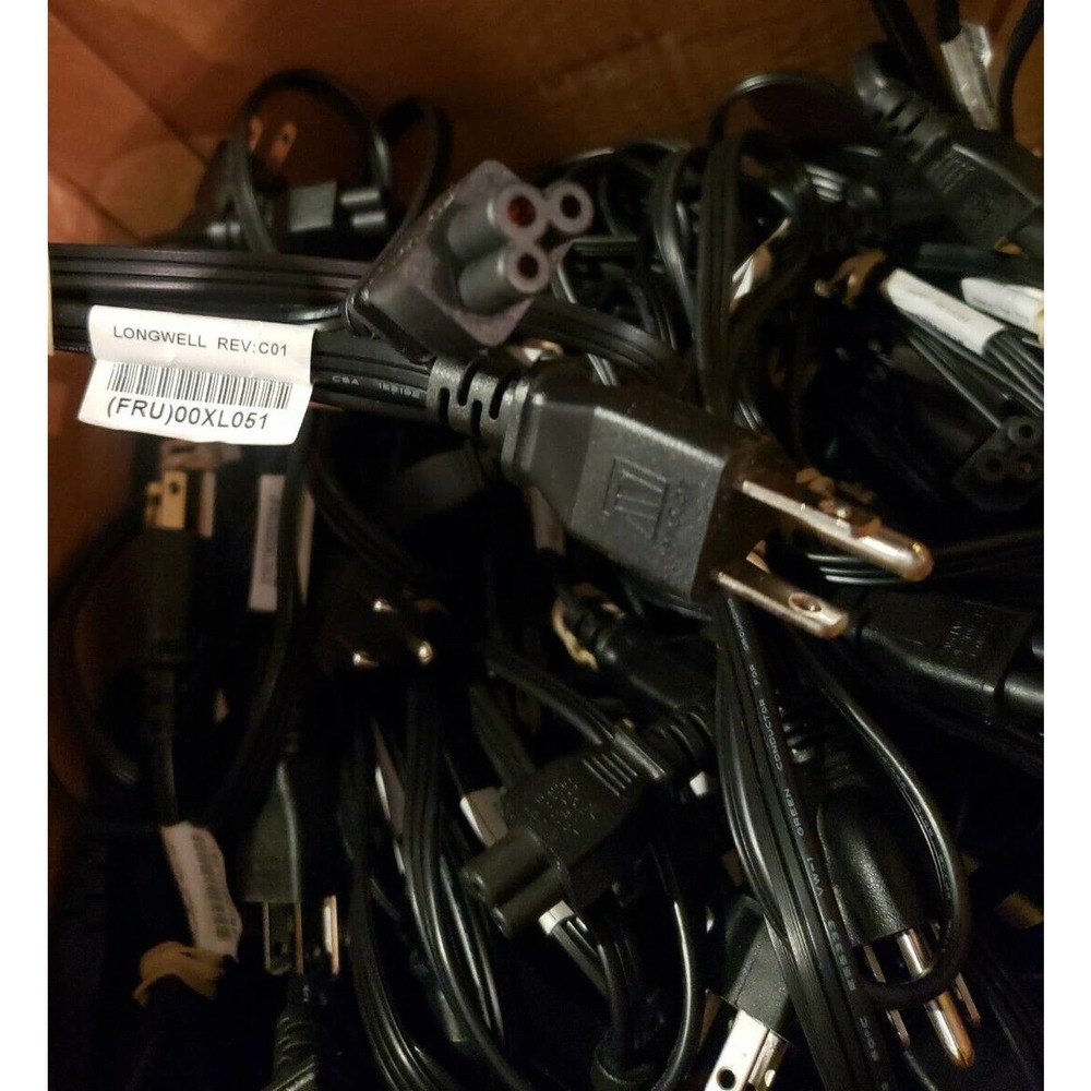 Lot of 20 Mickey Mouse AC power cable 3 prong C5 US plug cords black 3ft 4ft
